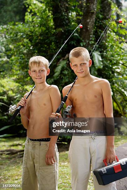 Young Boys With Fishing Gear High-Res Stock Photo - Getty Images