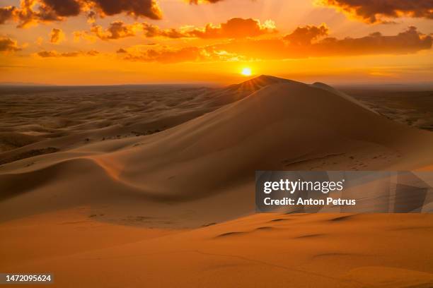 sand dunes in the desert at sunset. rub' al khali desert - desert ストックフォトと画像