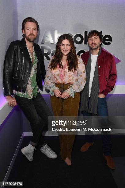Charles Kelley, Hillary Scott and Dave Haywood of Lady A visit Magic FM at 1 Golden Square on March 08, 2023 in London, England.