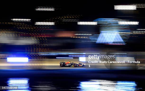 Max Verstappen of the Netherlands driving the Oracle Red Bull Racing RB19 on track during the F1 Grand Prix of Bahrain at Bahrain International...