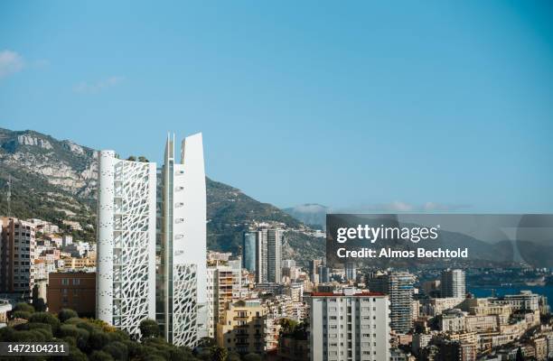 monaco buildings at sunrise - monaco nice stock-fotos und bilder