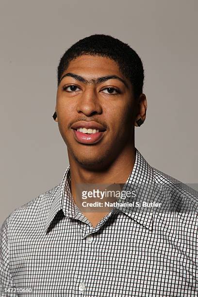 Draft prospect Anthony Davis poses for a photo during the 2012 NBA Draft Media Availability and Portraits on June 27, 2012 at Westin Times Square...