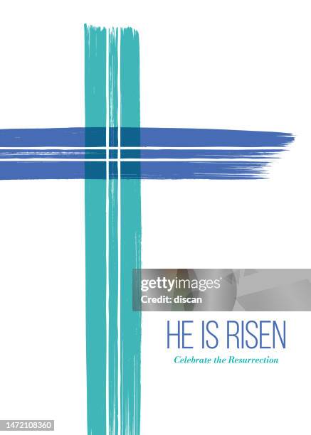 easter banner with cross and inscription. - catholic stock illustrations