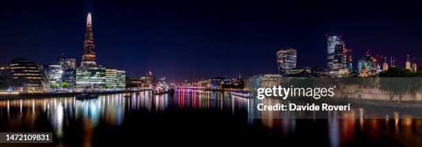 high resolution panoramic picture of the river thames, the southbank, the tower of london and the financial district taken from the tower bridge - hdri 360 stock pictures, royalty-free photos & images