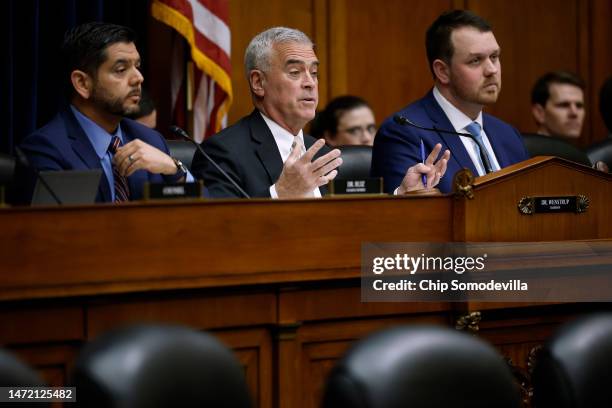 House Select Subcommittee on the Coronavirus Pandemic Chairman Brad Wenstrup questions witnesses during a subcommittee hearing with ranking member...