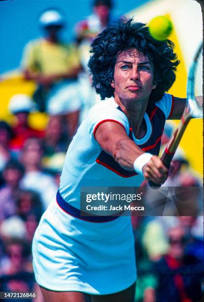 Tennis star Virginia Wade playing at the U.S. Open in Flushing Meadows, New York September 1978.