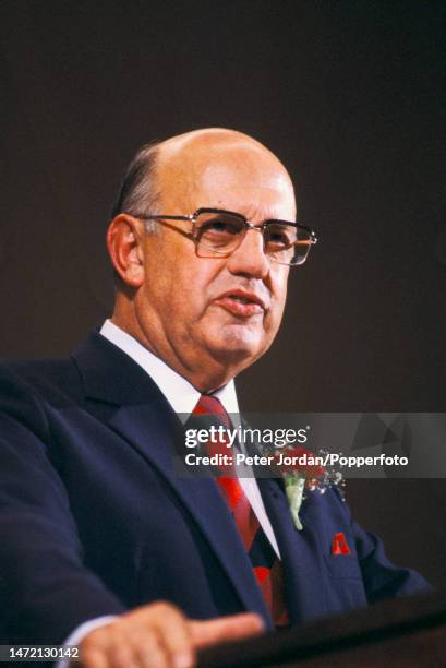 South African politician P W Botha , Prime Minister of South Africa, attends a National Party meeting in Cape Town, South Africa in April 1981.