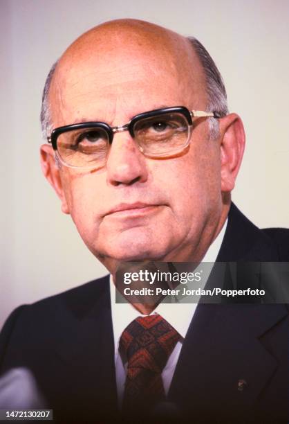 South African politician P W Botha , Prime Minister of South Africa, attends a meeting in Pretoria, South Africa in 1978.