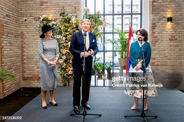 King Willem-Alexander of The Netherlands and Queen Maxima of The Netherlands attend a meeting with the Dutch community hosted by Dutch ambassador...