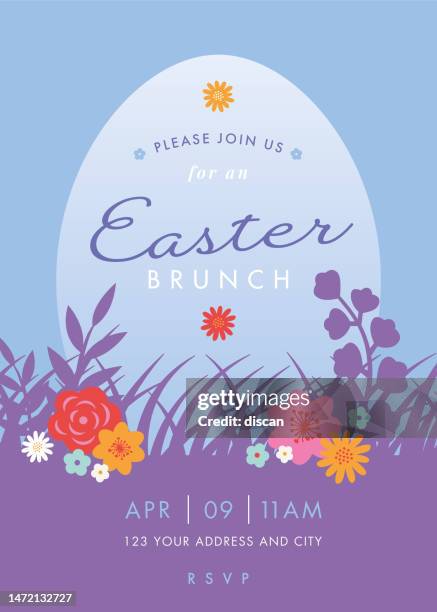 easter brunch invitation template with eggs. - easter sunday stock illustrations