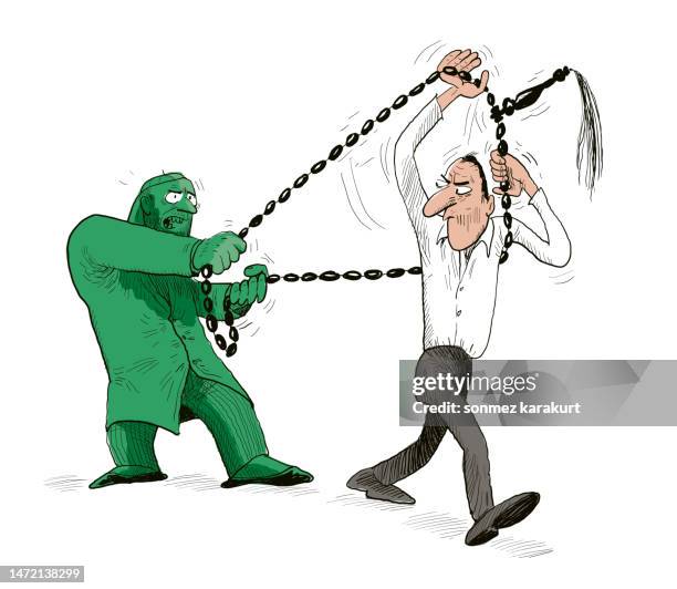 er benutzt seinen islamisch-fundamentalistischen rosenkranz als lasso - takke stock-grafiken, -clipart, -cartoons und -symbole