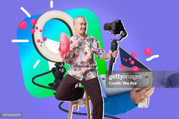 influencer live-streaming - tutorial fotografías e imágenes de stock