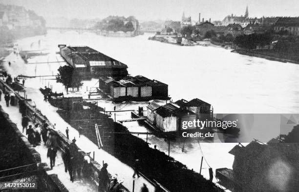 ulm, germany, bathing spots on the danube - pool top view stock illustrations