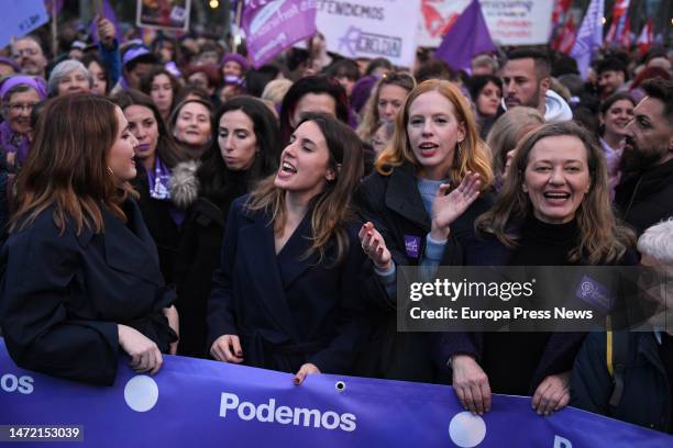 The Secretary of State for Equality and against Gender Violence, Angela Rodriguez; the Minister of Equality, Irene Montero; the Secretary of...