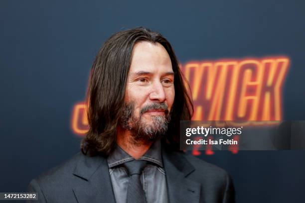 Actor Keanu Reeves attends the John Wick: Kapitel 4 premiere at Zoopalast on March 8, 2023 in Berlin, Germany.