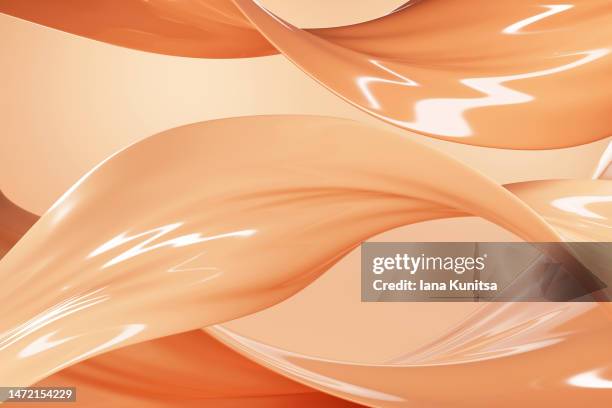 beige splashes of foundation for skin on pastel pink background. bb face cream. products for makeup and skin care. skin tone. 3d pattern. - cream splash stock-fotos und bilder