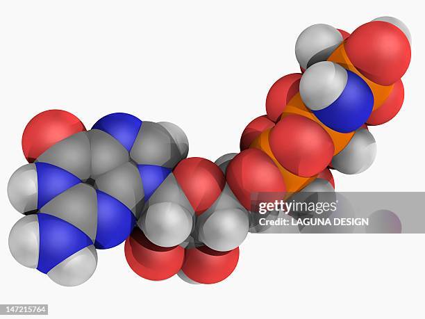 guanylil imidodiphosphate molecule - nucleotide stock illustrations