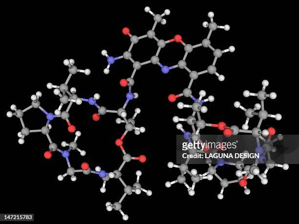 actinomycin d drug molecule - peptide stock illustrations