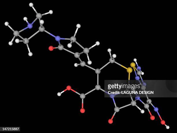 ceftobiprole drug molecule - cephalosporin stock illustrations