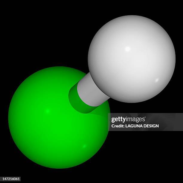 hydrochloric acid molecule - gastric acid stock illustrations