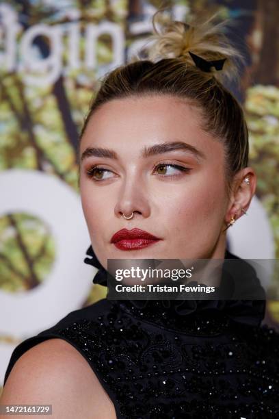 Florence Pugh arrives at the "A Good Person" UK Premiere at The Ham Yard Hotel on March 08, 2023 in London, England.