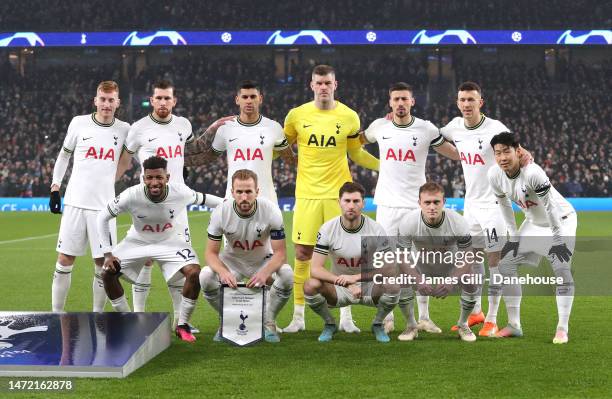 The players of Tottenham Hotspur line up prior to the UEFA Champions League round of 16 leg two match between Tottenham Hotspur and AC Milan at...