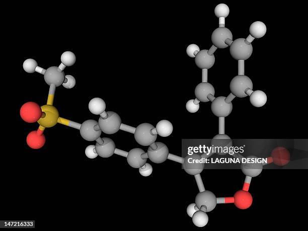 rofecoxib drug molecule - anti inflammatory stock illustrations