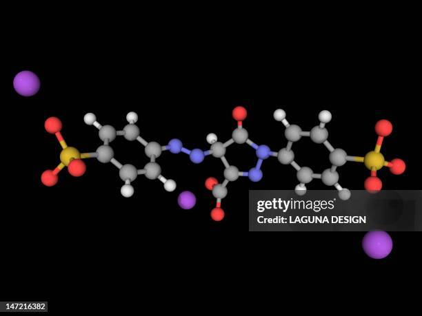 tartrazine molecule - fruit black background stock illustrations