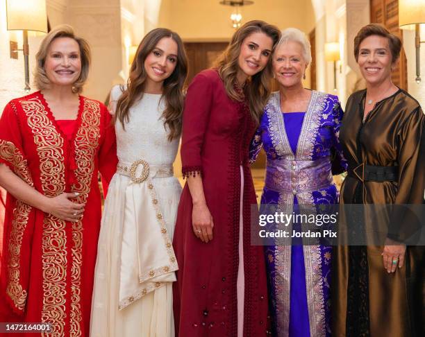 In this handout photo issued by The Royal Hashemite Court, Her Majesty Queen Rania , Her Royal Highness Princess Iman , Her Royal Highness Princess...