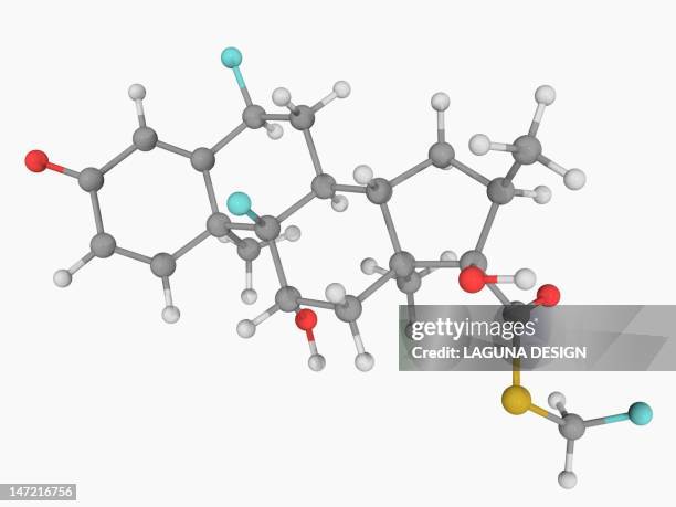 fluticasone hormone molecule - hormones stock illustrations