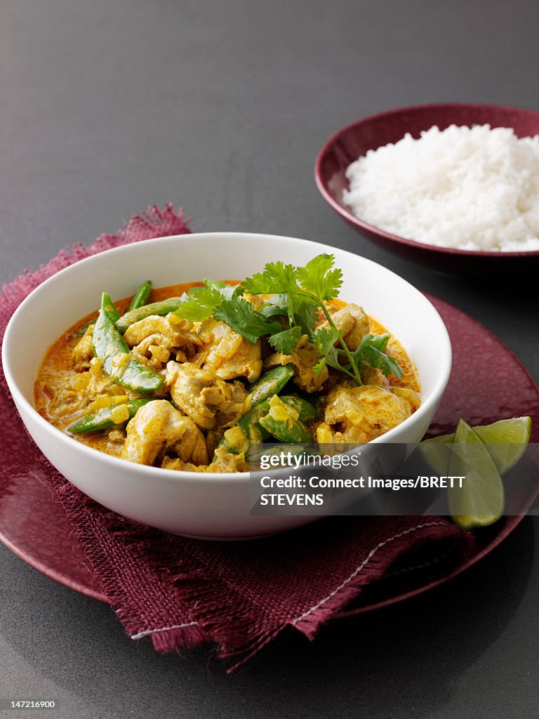Bowl of curry with meat and vegetables