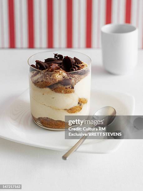 cup of parfait with chocolate - tiramisu stock pictures, royalty-free photos & images