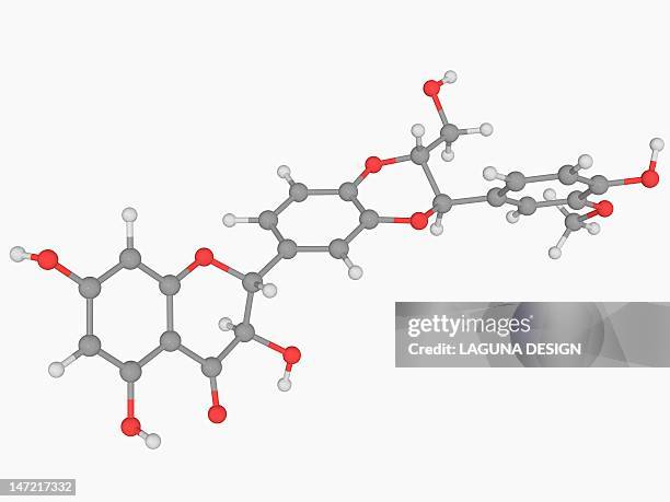 silibinin molecule - milk thistle stock-grafiken, -clipart, -cartoons und -symbole