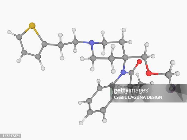 sufentanil drug molecule - opioids stock illustrations