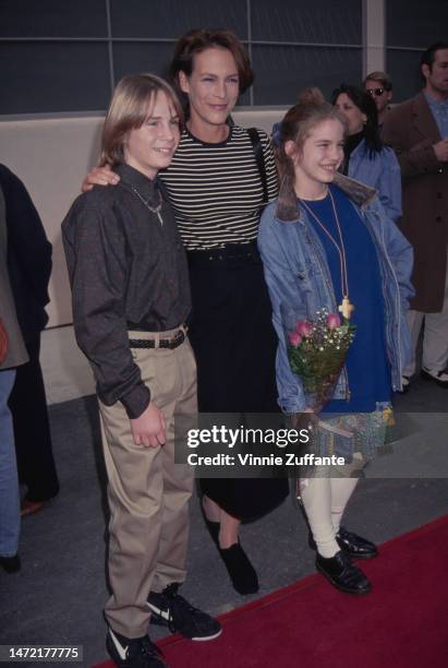 Austin O'Brien, Jamie Lee Curtis And Anna Chlumsky attends My Girl 2 premiere, United States, 1994.