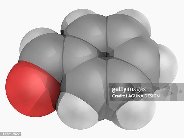 benzaldehyde molecule - almonds stock illustrations