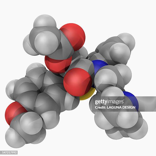 Diltiazem Drug Molecule, Foto de stock