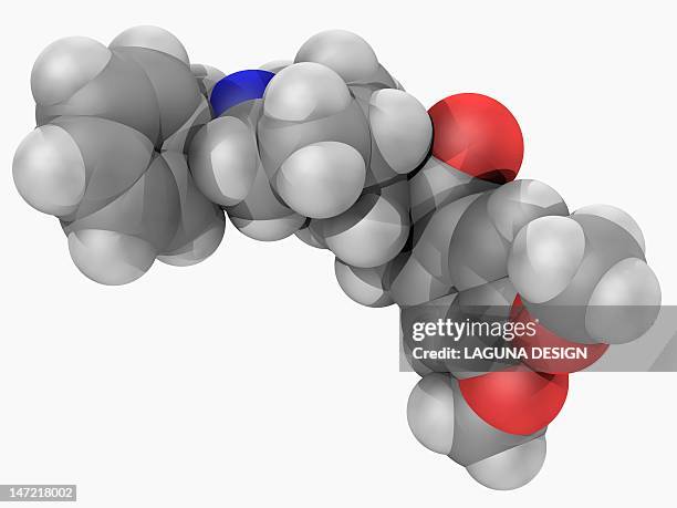 donepezil drug molecule - nucleus model stock illustrations