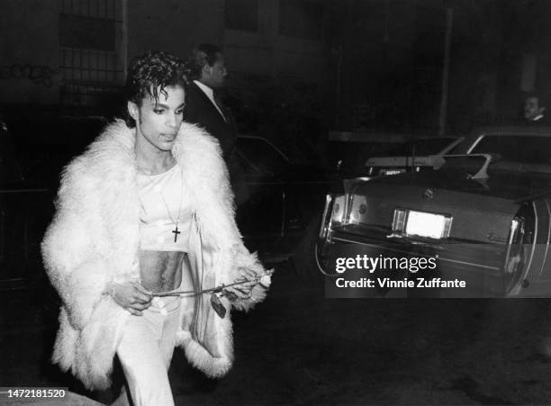 Musician Prince enroute to the Palladium after his sold out performance at Madison Square Garden in New York City, New York, United States, circa...