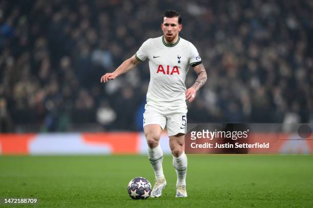 Pierre-Emile Hojbjerg of Tottenham Hotspur during the UEFA Champions League round of 16 leg two match between Tottenham Hotspur and AC Milan at...