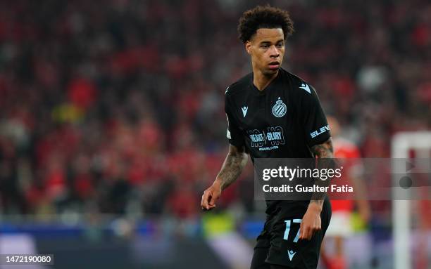 Tajon Buchanan of Club Brugge KV during the Round of 16 Second Leg - UEFA Champions League match between SL Benfica and Club Brugge KV at Estadio da...