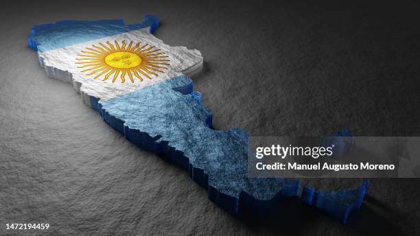 map and flag of argentina - drapeau argentin photos et images de collection