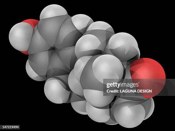 estrone hormone molecule - oestrogen stock illustrations