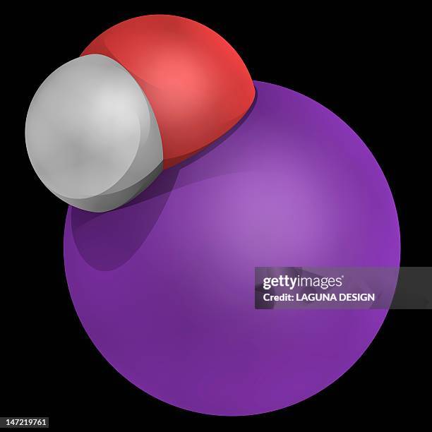 potassium hydroxide molecule - potassium stock illustrations