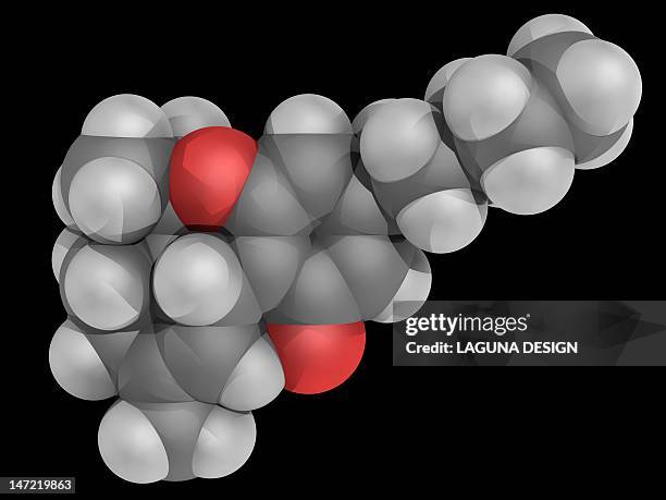 tetrahydrocannabinol (thc) drug molecule - cannabinoid stock illustrations