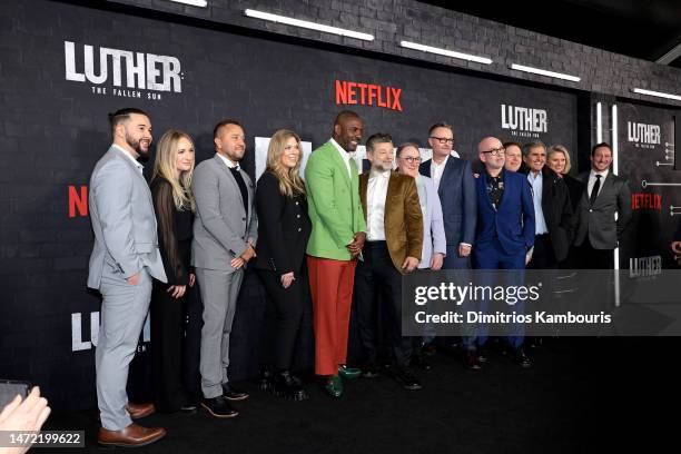 Daniel Finlay, Idris Elba, Andy Serkis, Dermot Crowley, Jamie Payne, Thomas Coombes, Peter Chernin, Jenno Topping and David Ready attend Netflix's...