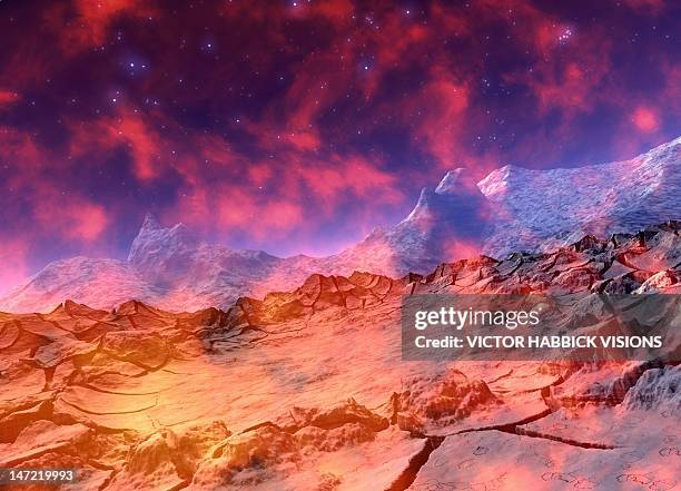 alien planet, artwork - dust storm stock illustrations