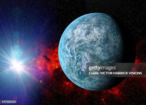 kepler-20f exoplanet, artwork - extrasolar planet stock illustrations