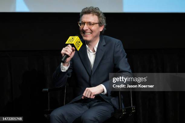 Nicholas Britell speaks onstage at the Art Of Light Award celebration honoring Nicholas Britell during the 40th Annual Miami Film Festival at...