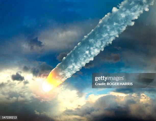 meteor in the earth's atmosphere, artwork - space debris stock illustrations